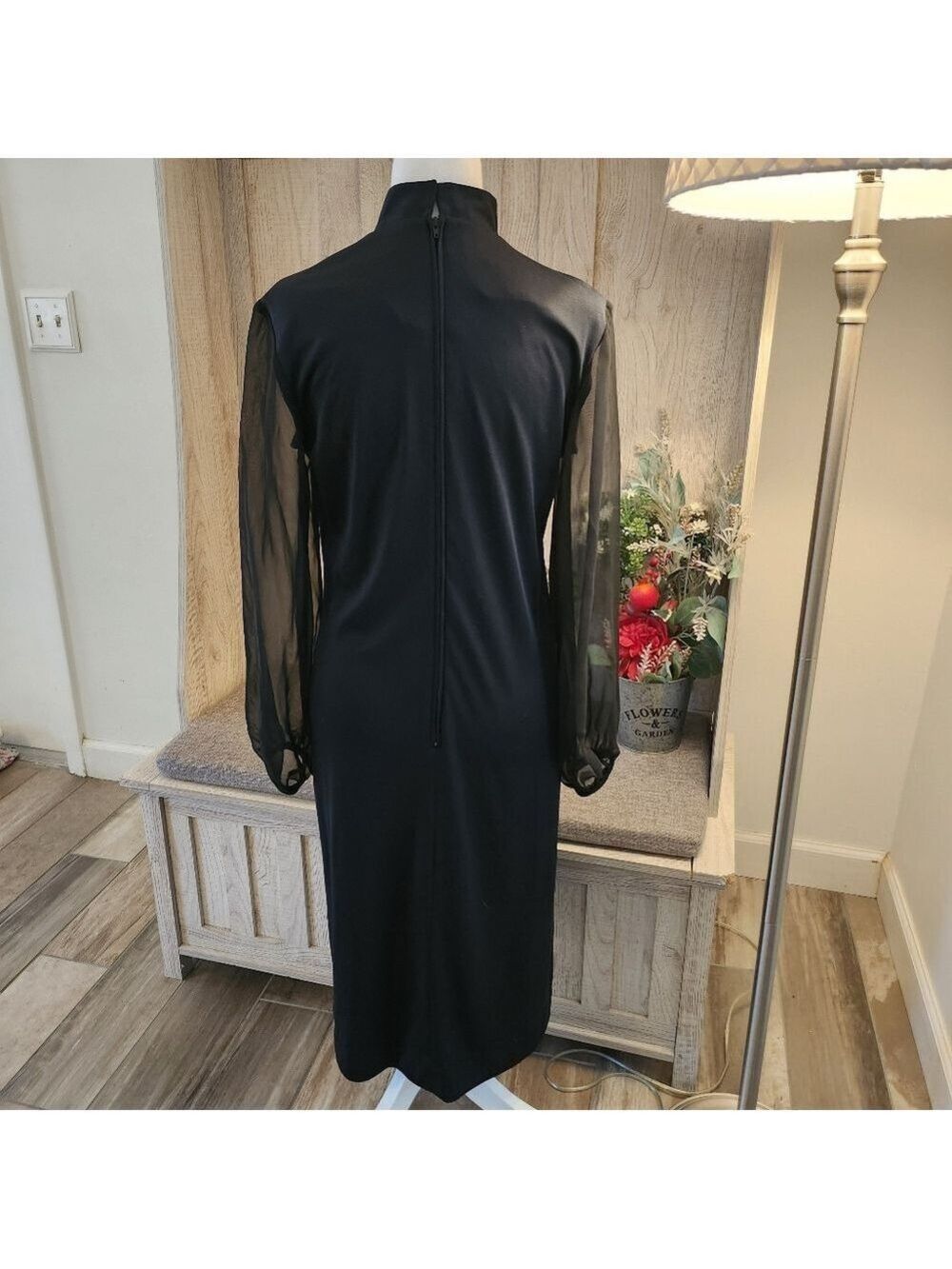 Vintage Alfred Shaheen Black And Gold Qipao Dress Hand Painted 1970's - Picture 5 of 13